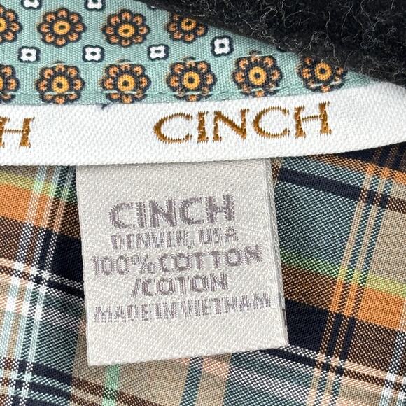 Cinch Mens Button Down Shirt Size XXL Brown Plaid Western Cowboy Contrast Cuff - Picture 6 of 14